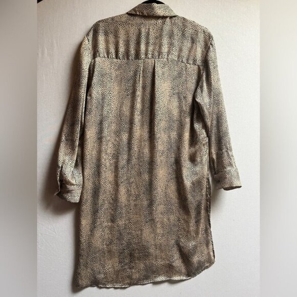 Zara Leopard Print Button Down Tunic Blouse Sz M - Picture 3 of 11